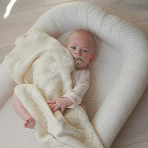 Плед вязаный для новорожденных Кам Кам Копенгаген (Cam Cam Copenhagen), кремовый, 100 х 80 см